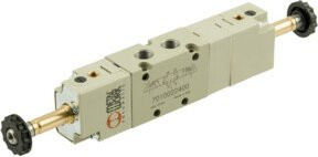 Riegler 5/3-Wegeventil, elektrisch betätigt, externe Steuerung, Mitte belüftet, G 1/4, silber - Bild 1