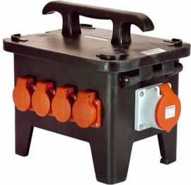 as-Schwabe Baustellen-Stromverteiler M1 400V 3-Phasen mit RCD aus Vollgummi in Schwarz - Bild 1