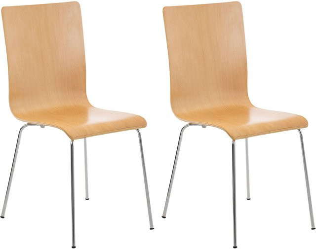 TPFLiving 2er Set Besucherstuhl Peppo mit Holzsitz in Braun, B/T/H: 47 x 45 x 87 cm - Bild 1