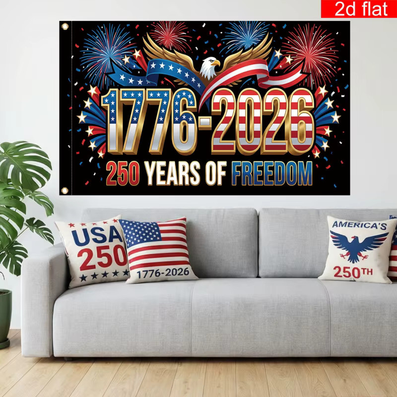 VIKAMA Flagge zum 250. Jahrestag der Vereinigten Staaten 1776–2026 mit Feuerwerks-Design zum Unabhängigkeitstag, Mehrfarbig, 90 x 90 cm - Bild 4