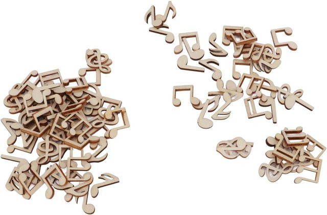 100 Stück GoolRC Musiknote Holzteile unbemalt in Beige zum Gestalten - Bild 1