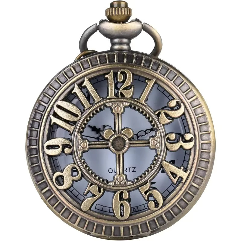 JBAILI Taschenuhr Halskette, Digitaluhr, Quarz, Bronze, Unisex, Vintage - Bild 3