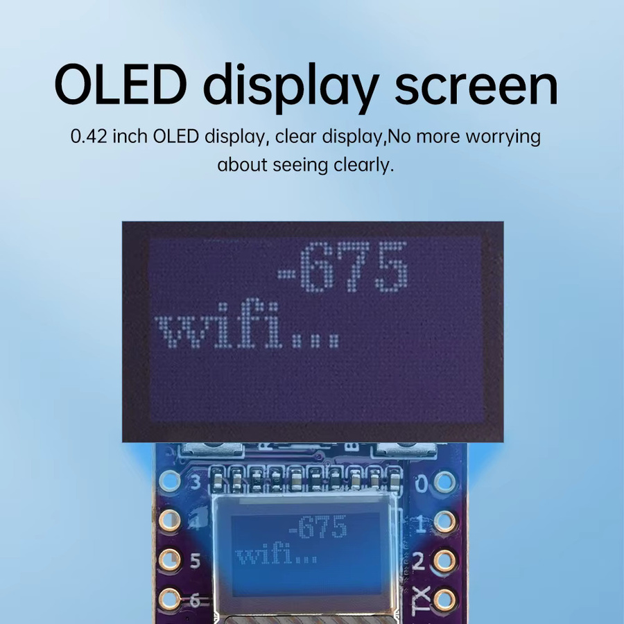 ESP32-C3 OLED-Modul mit 0,42 Zoll Display in Weiß mit WiFi und Bluetooth 5.0 sowie USB-C-Schnittstelle - Bild 2