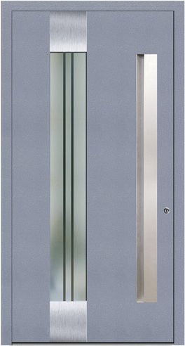 KNOCK Aluminium-Haustür Marte in Grau mit Glaseinsatz und RC2-Schutz - Bild 1