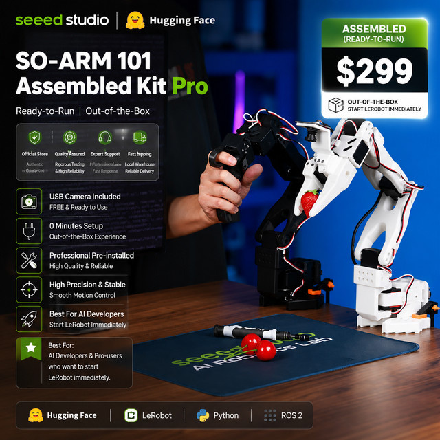 Seeed Studio SO-ARM101 Pro KI-Arm-Servomotor-Kit in Weiß für Gesichtserkennung und LeRobot-Anwendungen - Bild 1