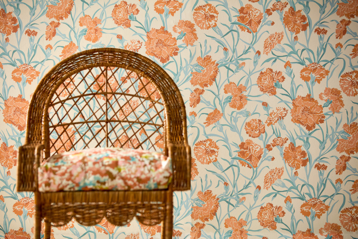 Harlequin Tapete Fleur de Joie Vlies mit floralem Vintage-Design in Paprika, Aqua und Multicolour - Bild 1