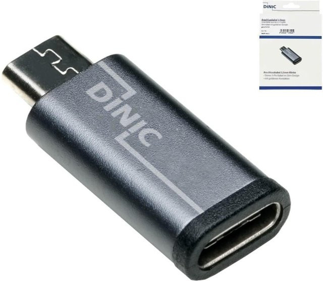 DINIC USB-Adapter Micro-USB Stecker auf USB-C Buchse, Grau - Bild 1