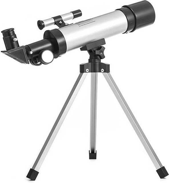 Igeteck Astronomisches Teleskop Kompakt und Tragbar mit 90-facher Vergrößerung und verstellbarem Sucherfernrohr in Schwarz und Silber - Bild 1