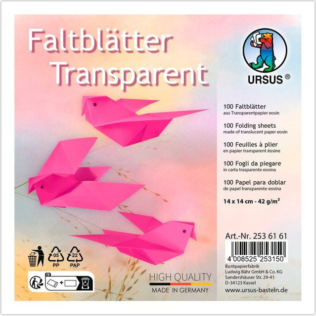 URSUS Transparentpapier-Faltblätter in Rosa und Pink - Bild 1