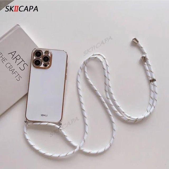 Silikon Handyhülle mit Kordel Lanyard für Honor 400 Smart, Honor X7D und Honor X9D, Weiche TPU Stoßfänger Hülle in Weiß - Bild 1