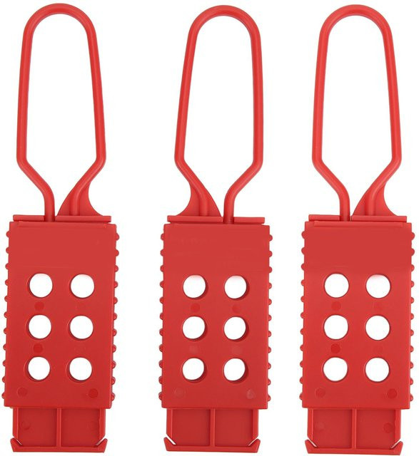 Meterk Tag Out Lock Out Haspe Set mit 6 Löchern aus Nylon in Rot für elektrische Isolation und Verriegelung, 3 Stück - Bild 1