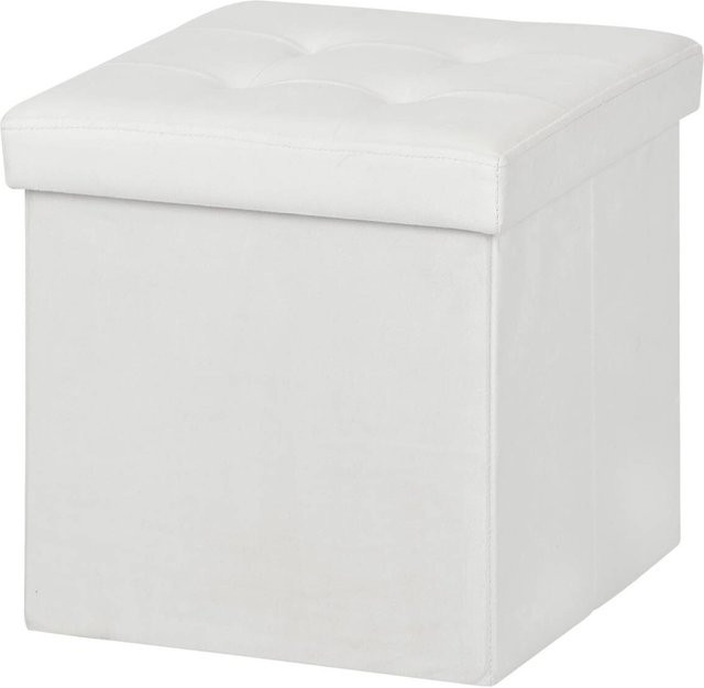 POCOline Sitzhocker Cube aus Samt in Weiß B/H/T: 38 x 38 x 38 cm - Bild 1