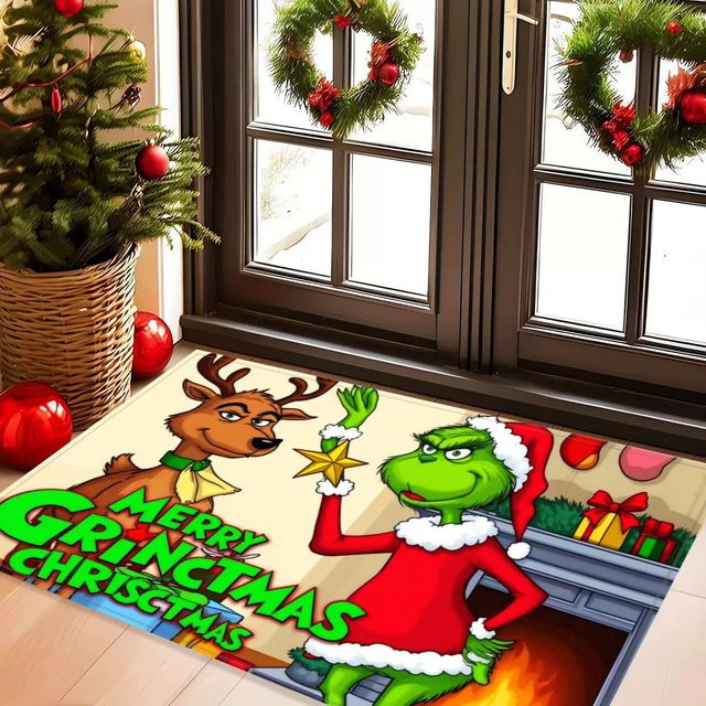 VIKAMA Weihnachtsmatte wetterfest, dekorative Outdoor-Willkommensmatte für Außenbereich und Innenräume, Mehrfarbig, B/T: 60 x 40 cm - Bild 1
