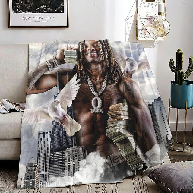 King Rapper Von Throw Flanelldecke in Multicolour, weiche Sommerdecke für Unisex, 240g - Bild 1