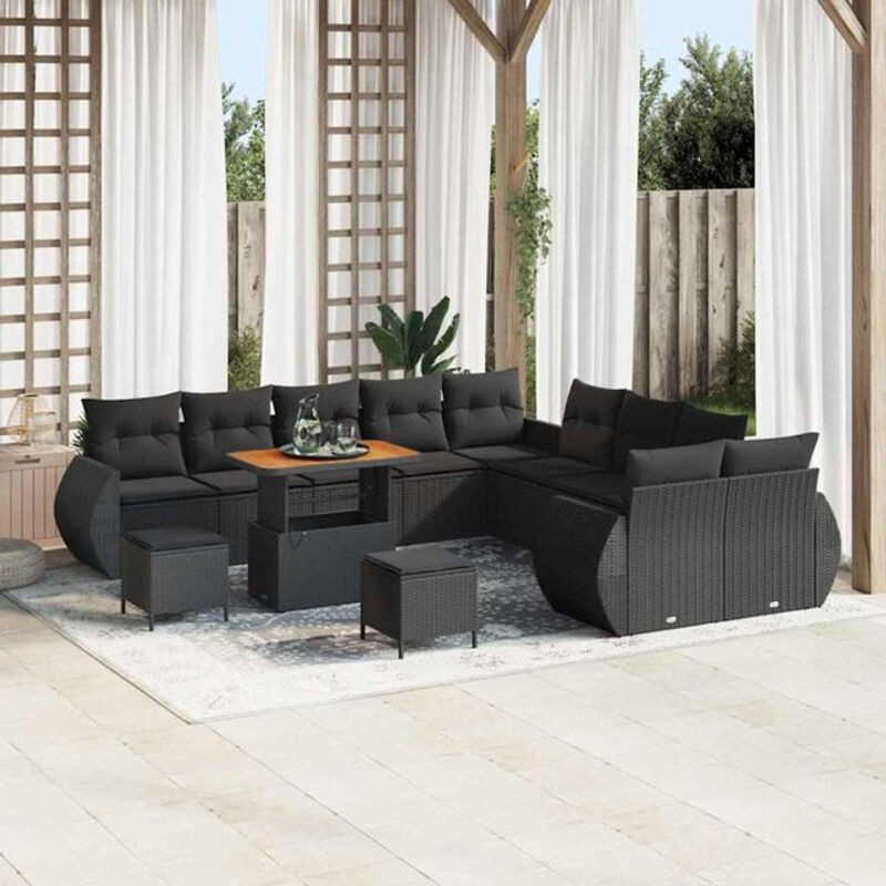 Modernes Garten-Sofa-Set aus Poly-Rattan von vidaXL, 13-teilig, Schwarz - Bild 1