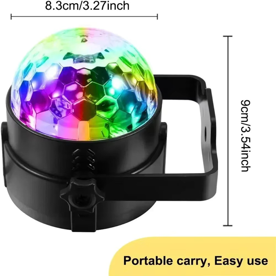 XIWANGFIRE RGB LED Disco Ball mit Fernbedienung, Soundaktivierte rotierende DJ Bühnenlampe in Multicolour und Schwarz - Bild 5