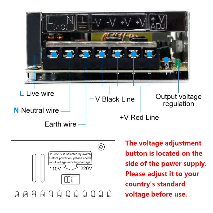 AEVYVKV DC Netzteil in Silber für Router, LED Streifen und CCTV, AC 220V/110V zu DC 5V, 12V, 24V, 36V oder 48V - Bild 4