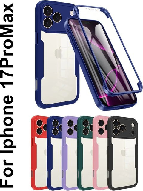 Transparente 360° Vollschutz Hülle für Apple iPhone Modelle, stoßfeste Schutzhülle in Transparent und Schwarz - Bild 1