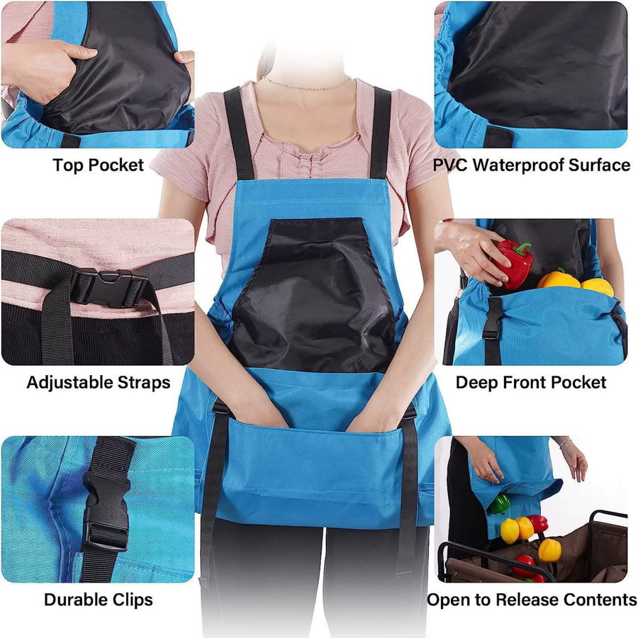 Outdoor Ernteschürze mit Schnellverschluss als Werkzeugschürze und Rucksack für die Gartenarbeit in Rot oder Blau - Bild 2