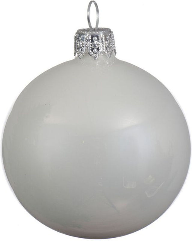 IPERBRIKO Weihnachtskugel aus Kunststoff in Weiß, rund mit Schlaufe, Durchmesser: 10 cm - Bild 1