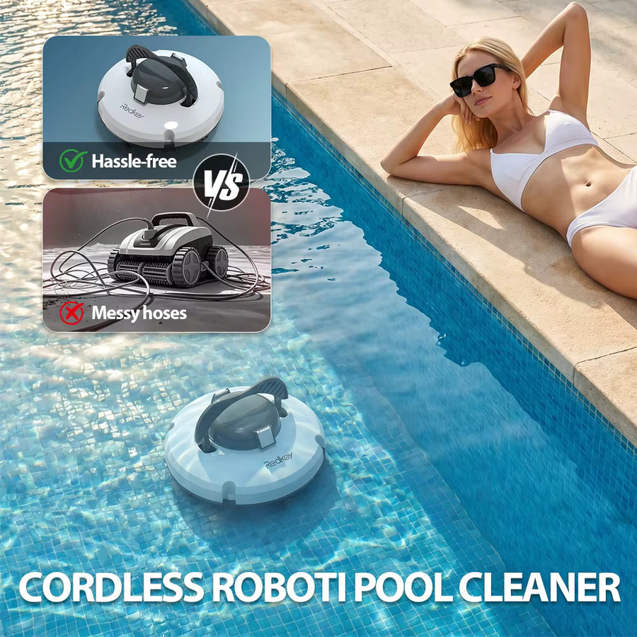 Redkey S100 Kabelloser Roboter-Poolreiniger in Weiß für eingelassene Pools mit zwei Motoren und Selbstparkfunktion - Bild 2