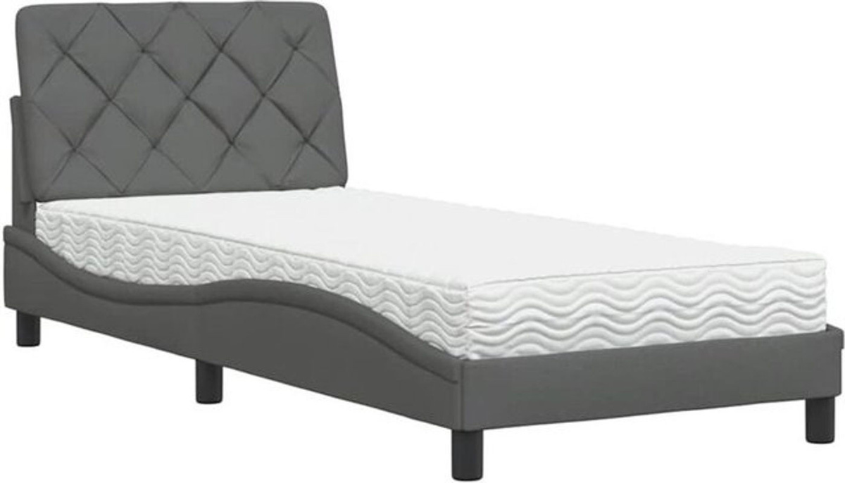 Polsterbett mit Matratze von vidaxl in Grau aus Stoff und Metall, B/T/H: 90 x 190 x 74,5 cm - Bild 1