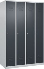 C+P Spind Classic PLUS Garderobenschrank mit 4 Abteilen, Farbe: Lichtgrau/Anthrazitgrau, B/T/H: 120 x 50 x 185 cm - Bild 1