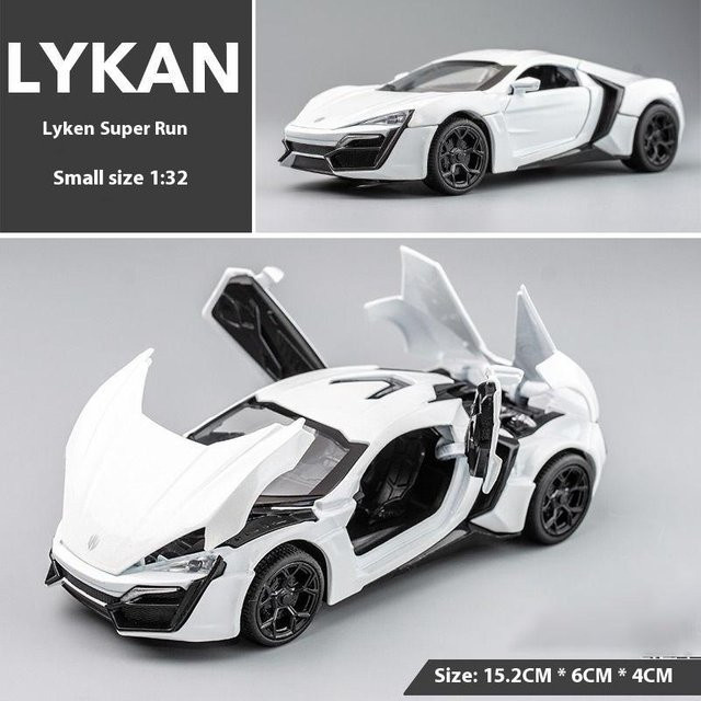 Linyi toy car Lykan Hypersport Super Sportwagen, Modell Fahrzeug, 1:32, Metall, mit Licht und Ton, ab 18 Jahre - Bild 1