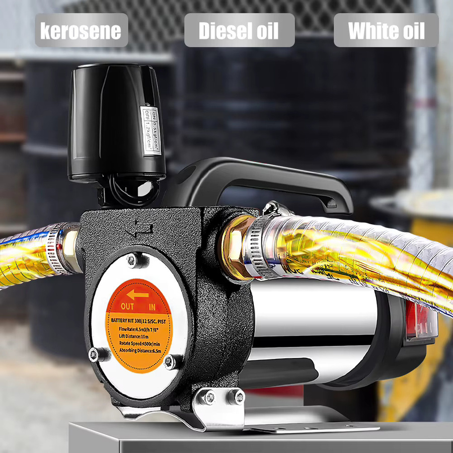 GECOFEER Kraftstoffpumpe für Diesel 990W, 12V/220V elektrische selbstansaugende Ölpumpe mit automatischer Abschaltung, Schwarz - Bild 5