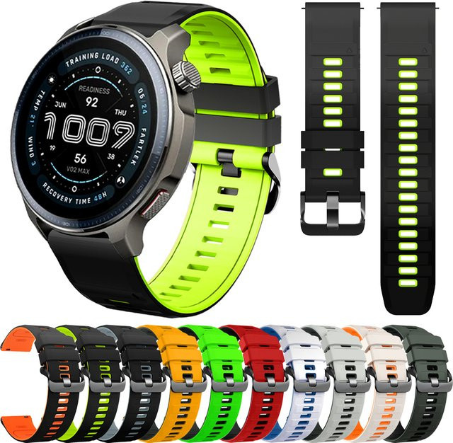Amazfit Uhrenarmband Silikon, 22 mm, Schwarz, Unisex - Bild 1