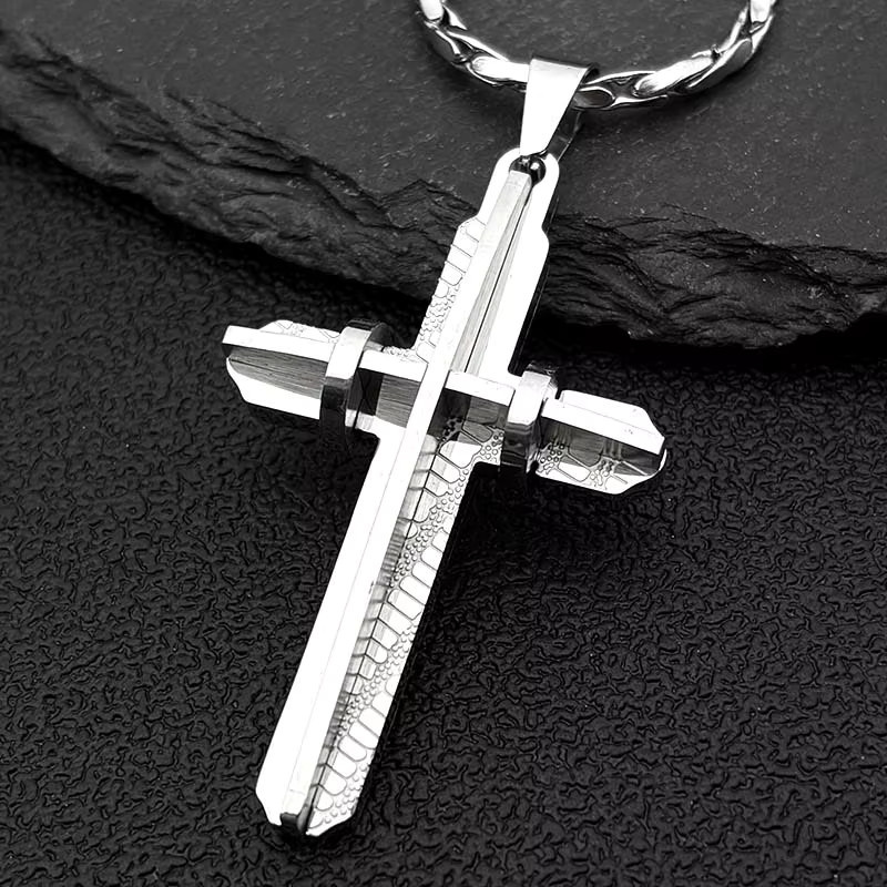 JYTF Halskette Jesus Kreuz, Edelstahl, Gold, Herren - Bild 2