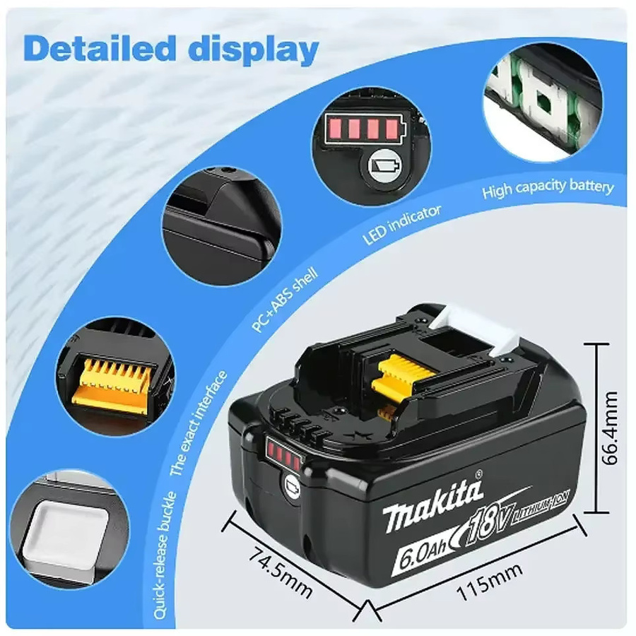 Makita 18V Lithium-Ionen-Akku 6000mAh Ersatzbatterie BL1860B für Bohrer - Bild 2