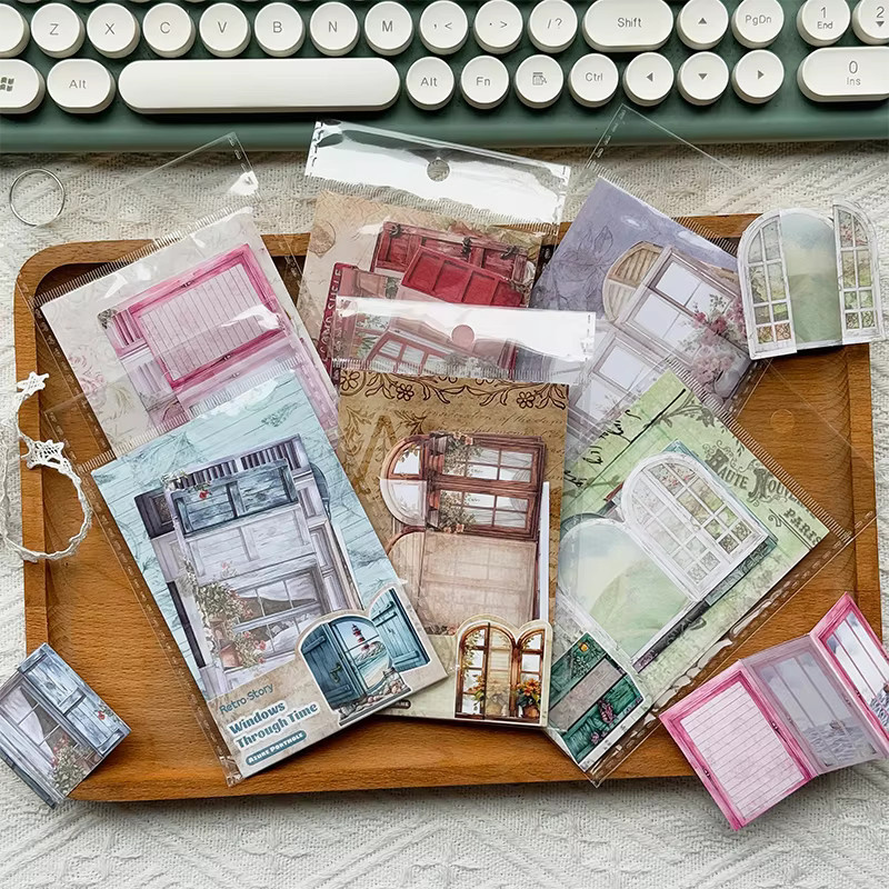 10 Stück Vintage Fenster und Tür Aufkleber Set in Multicolour aus Papier - Bild 2