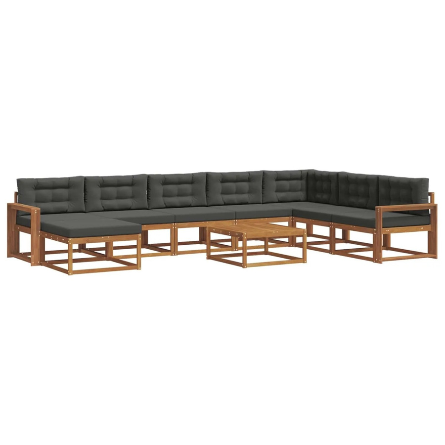 vidaXL Outdoor-Sofagarnitur 9-teilig aus Akazienholz mit Kissen in Anthrazit und Natur - Bild 2