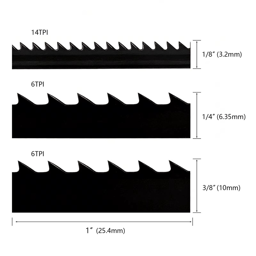 TASP 3-teiliges Bandsägeblatt-Set für 9 Zoll Bandsägen mit 6 TPI und 14 TPI, Länge: 1575 mm - Bild 3
