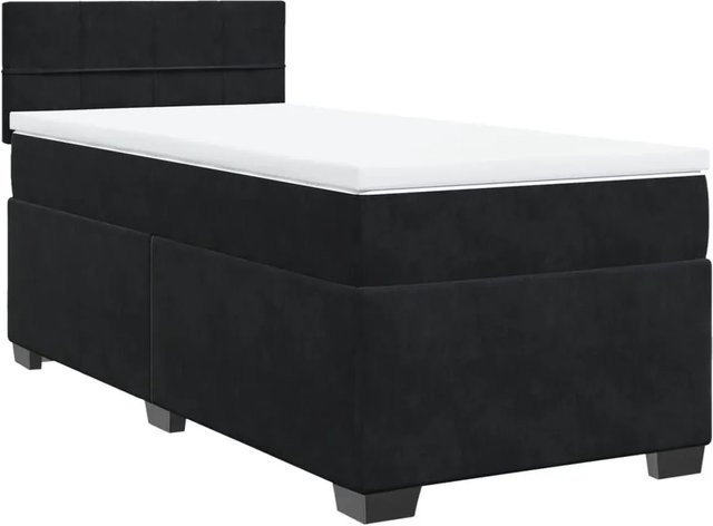 vidaXL Boxspringbett mit Matratze in Schwarz aus Samt mit USB-Anschluss und Unterbettbeleuchtung B/T: 100 x 200 cm - Bild 1