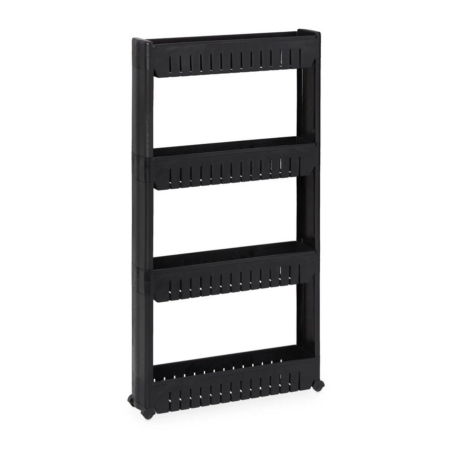 Relaxdays Nischenwagen aus Kunststoff in Schwarz mit 4 Ablagen, Rollbar für Bad und Küche, Höhe: 101 cm, Breite: 12,5 cm, Tiefe: 15 cm - Bild 2