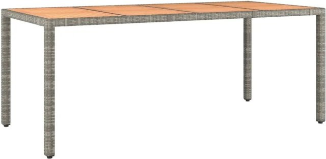 vidaXL Gartentisch aus grauem Poly-Rattan und massivem Akazienholz, B/T/H: 190 x 90 x 75 cm - Bild 1