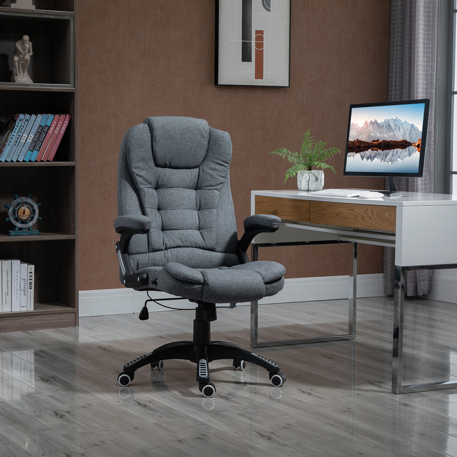 Vinsetto Ergonomischer Bürodrehstuhl in Grau mit gepolsterten Armlehnen und verstellbarer Höhe - Bild 2