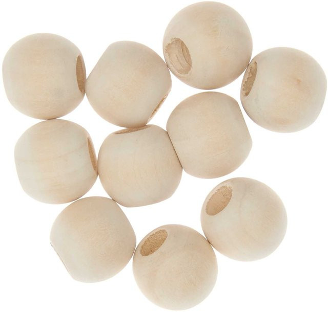 Rico Design Makramee Holzperlen in Natur beige und sand, 10 Stück, Durchmesser: 20 mm - Bild 1