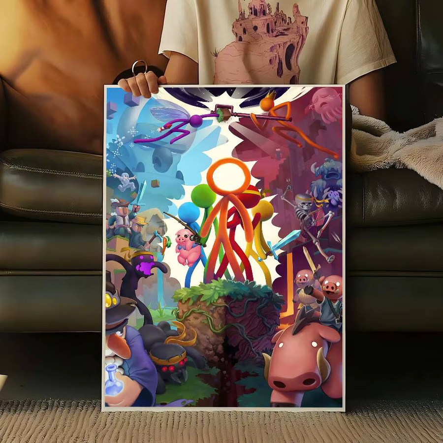 Potdemiel Vintage-Poster mit abstrakten Tiermotiven in Multicolour, Rechteckiges Wandkunst-Poster aus Papier - Bild 4