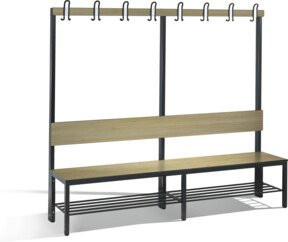 C+P Garderobenbank Basic Plus mit Rückenlehne und Schuhrost, Dekor Eiche Sereno, Gestell Schwarzgrau, H x B x T: 165,0 x 196,0 x 40,7 cm