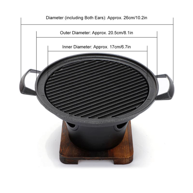 Qiilu Mini-Grill Tabletop aus Gusseisen in Schwarz für eine Person mit abnehmbarer Grillplatte - Bild 3