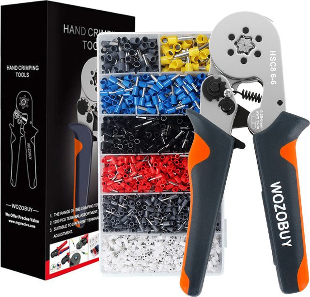 WOZOBUY Ratschen-Crimpzangen-Set HSC8 6-6A/6-4A für Rohrformkabelschuhe in Silber - Bild 1