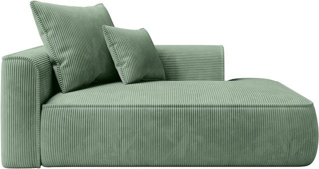 Vente-unique Recamiere Pineta ohne Schlaffunktion aus Cordsamt in Mandelgrün B: 180 cm, T: 115 cm, H: 67 cm - Bild 1