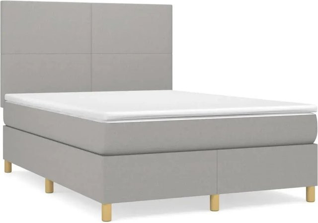 vidaXL Boxspringbett mit Matratze Hybrid-Design in Hellgrau, B/T: 140 x 190 cm - Bild 1