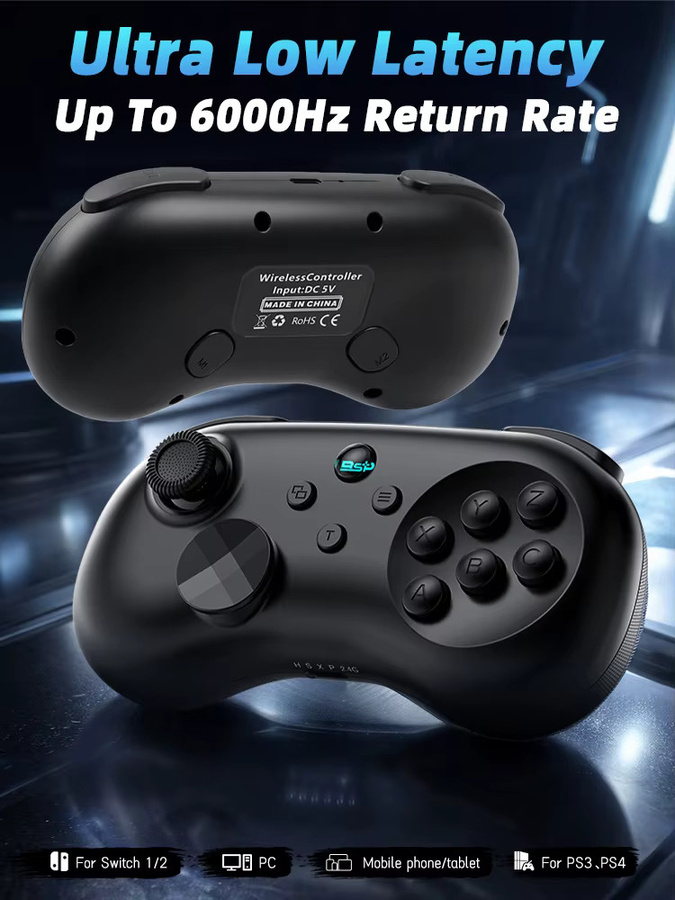 VILCORN Y04 Kabelloser Gamecontroller für PC, Nintendo Switch und PlayStation 4 in Schwarz mit Hall-Effekt-Joystick, 6-Tasten-Kampf-Gamepad, Turbo-Funktion und Rücktasten - Bild 5