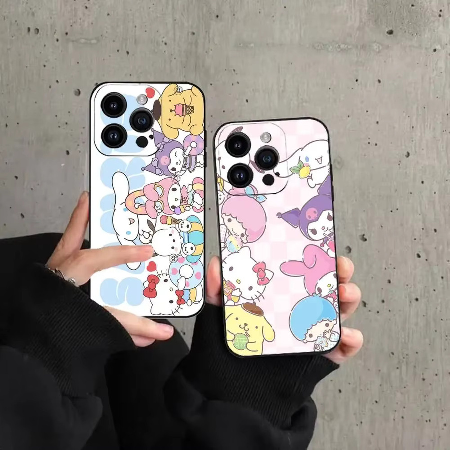 Schwarze Kuromi und Cinnamoroll Handyhülle für Apple iPhone 11 12 13 14 15 16 17 Pro Max X XR XS Max und 12 mini - Bild 2