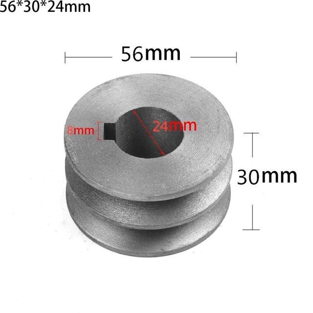 Industy Accessories Keilriemenscheibe aus Gusseisen in Silber mit Durchmesser 50 mm und Doppelschlitz für Motoren - Bild 1
