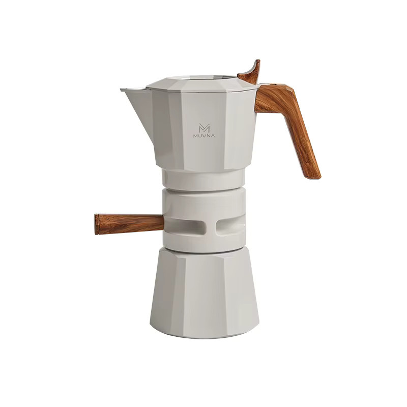 MUVNA Espresso-Moka-Kanne als Perkolator und Kaffeemaschine für 2 bis 4 Tassen in Pink und Weiß - Bild 2